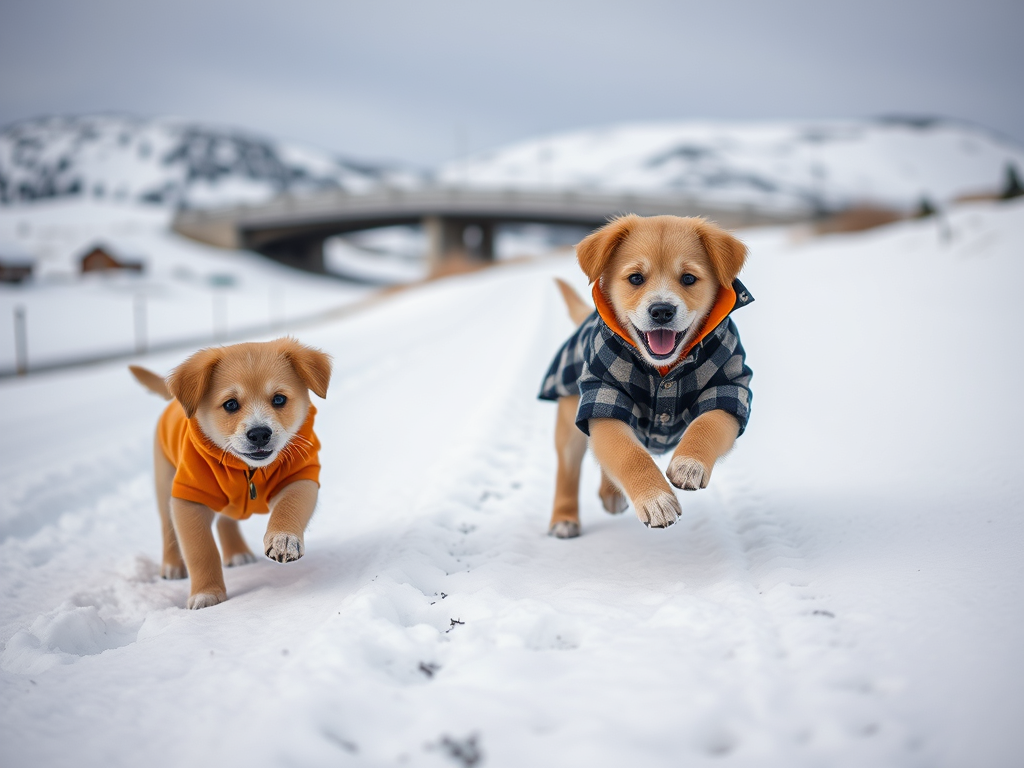 The puppies love it cold outside.